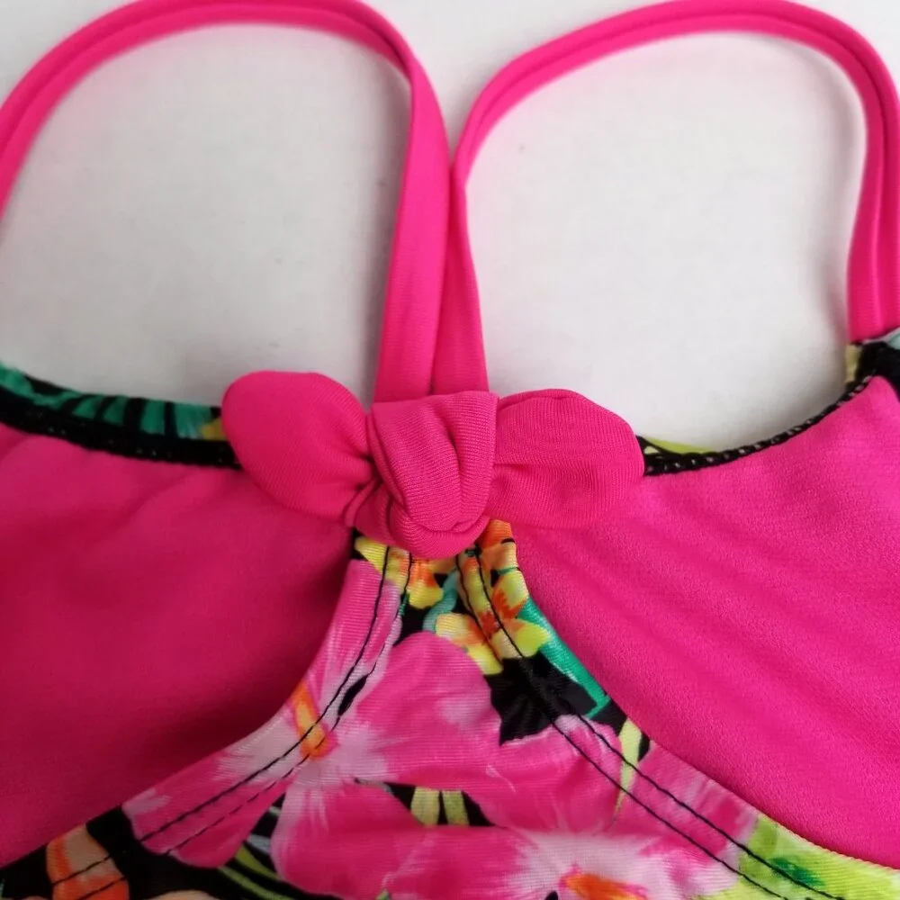 NWT Wonder Nation Girls Tankini Top Large 10 12 Tropical Floral UPF 50 Swim